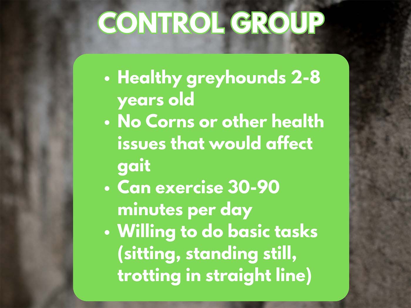 University of Liverpool Corn Symposium 2022 control group requirements
